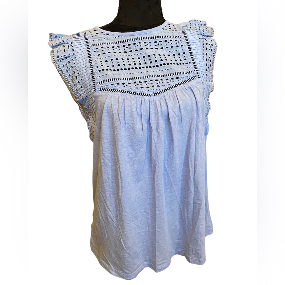 Baby Blue Ann Taylor Loft Ruffle Top Size Small NWT